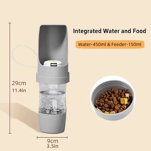 Portable Pet Water Bottle (2-in-1 water + food)