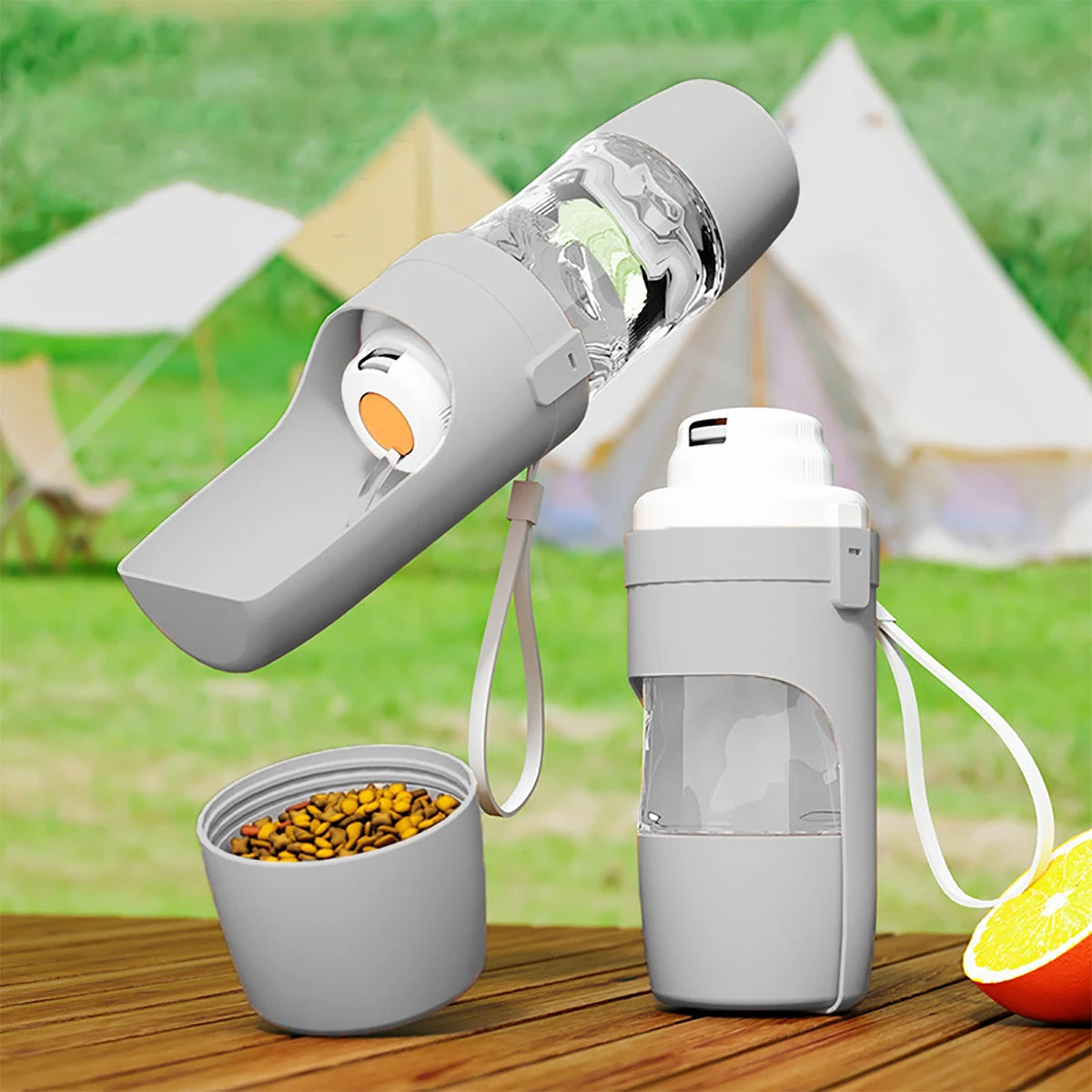 Portable Pet Water Bottle (2-in-1 water + food)